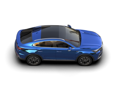 mavi çatılı modern araba.