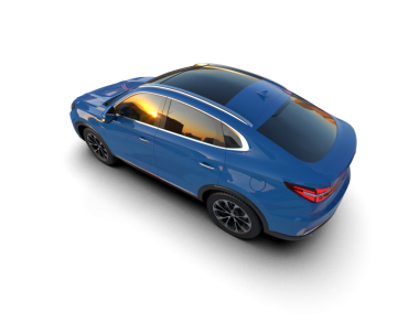 Siyah arka planda bir araba. 3d oluşturma