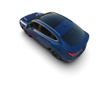 Mavi araba siyah üzerine izole edilmiş. 3d oluşturma