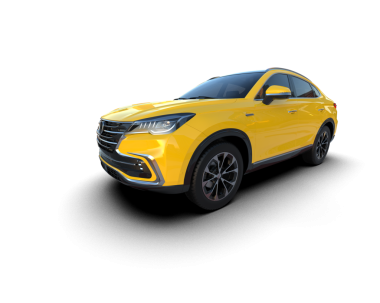 Beyaz arka planda izole edilmiş sarı araba, 3 boyutlu resimleme