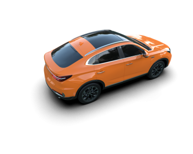 Portakal rengi modern şehir arabası. Reklamınız ya da markanız için boş ekranı var.