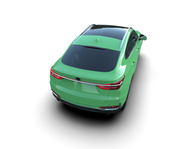 yeşil araba siyah arkaplanda izole edildi