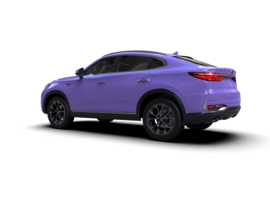 Stüdyonun arka planında izole edilmiş, beyaz arka planda gölgesi olan 3 boyutlu bir araba.