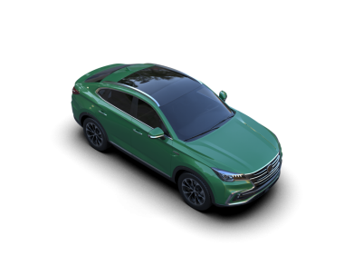 Modern yeşil araba siyah arka planda izole edilmiş. 3 boyutlu görüntüleme. resimleme