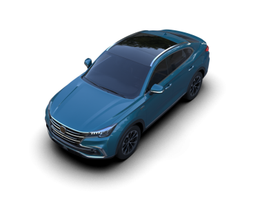 Beyaz arka planda küçük mavi bir araba. 3 Boyutlu Hazırlama