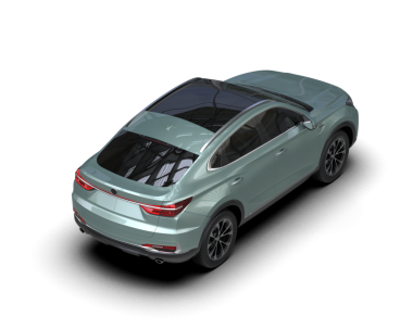 Bir markanın 3 boyutlu görüntüsü - daha az jenerik elektrikli araba beyaz arka planda izole edilmiş ve gölgesi var.