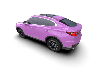 Pembe modern lüks araba beyaz arka planda izole edilmiş. 3d oluşturma