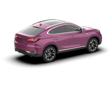 Pembe modern araba beyazda izole edilmiş. 3D görüntüleme - illüstrasyon