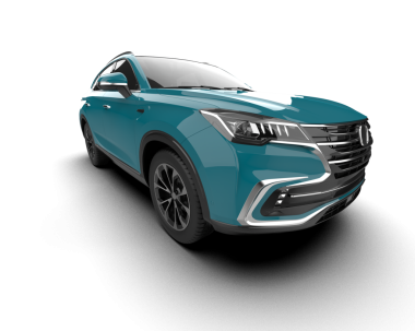 Beyaz arka planda gerçekçi bir arazi aracı. 3D görüntüleme - illüstrasyon