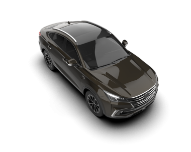 Beyaz arka planda modern bir araba. Yan görünüş. 3 d