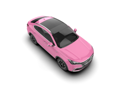 Pembe araba arka planda izole edilmiş. 3D görüntüleme - illüstrasyon