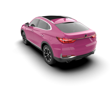 Pembe modern sedan. araba 3 boyutlu görüntüleme