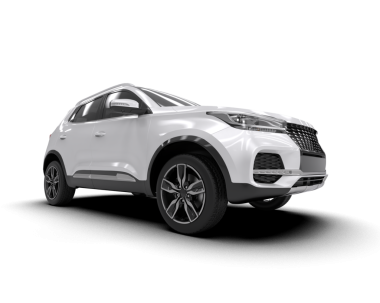 Küçük arabalı bir cip. 3d oluşturma.