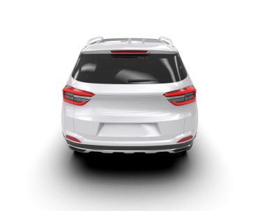 Gri arka planda izole edilmiş beyaz modern araba, 3 boyutlu çizim, 3 boyutlu illüstrasyon