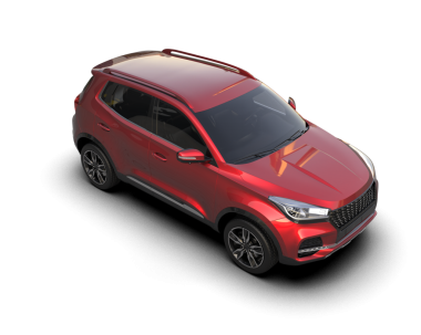 Kırmızı modern araba siyah arka planda izole edilmiş. 3d oluşturma.