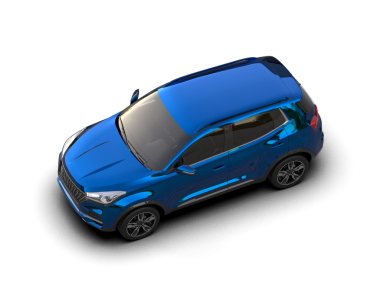 Arabalı mavi şehir. yaratıcı 3d oluşturucu