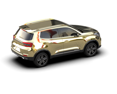 SUV aracı beyaz yolda izole edildi. 3d oluşturma