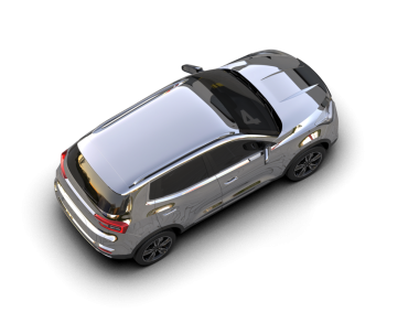 Siyah arka planda modern gümüş bir araba. 3 boyutlu.