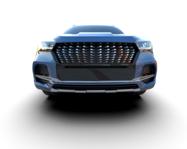 Modern fütüristik araba siyahta izole edilmiş. 3d oluşturma.