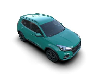 Gri arka planda izole edilmiş modern kompakt araba. Gölgeli 3D illüstrasyon