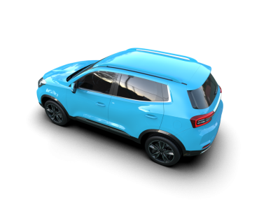 kompakt araba, mavi renk, aile tasarımı.