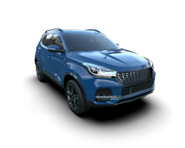 Modern araba arka planda izole edilmiş. 3D görüntüleme - illüstrasyon