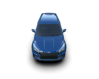 Mavi modern araba. 3d oluşturma