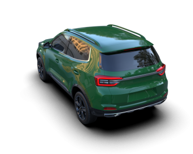 modern yeşil araba siyah arka planda 3D görüntüleme