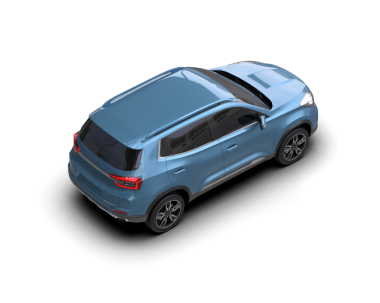 mavi araba beyaz arkaplanda izole edildi