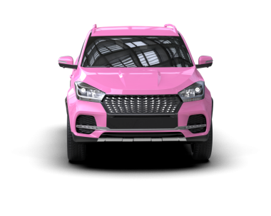 Siyah arka planda izole edilmiş pembe bir araba. 3d oluşturma