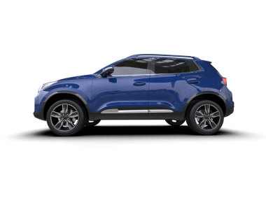 Siyah arka planı olan mavi bir araba. 3d oluşturma