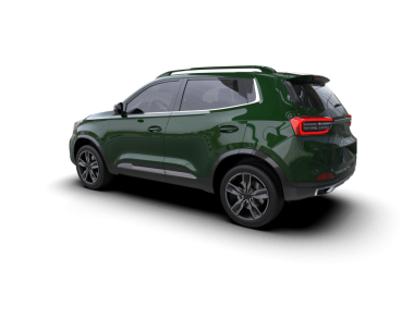 Beyaz arkaplanda izole edilmiş yeşil jenerik bir arabanın 3 boyutlu çizimi