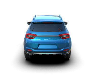 modern mavi araba kırpma yolu ile gri arka planda izole.