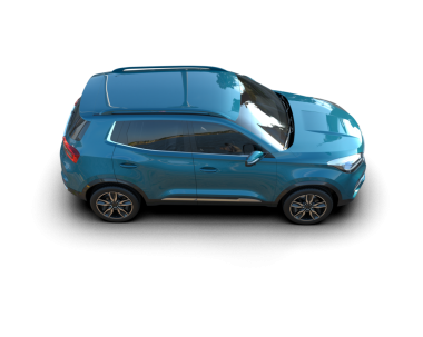 Beyaz arka planda mavi SUV arabası