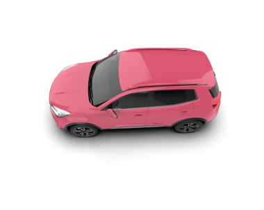 Pembe araba beyazda izole edilmiş. 3D görüntüleme - illüstrasyon