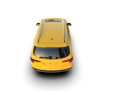 Üç boyutlu, daha az jenerik, sarı arka planlı modern bir araba.