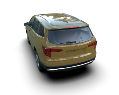 Beyaz arkaplandaki bir arabanın 3 boyutlu canlandırması