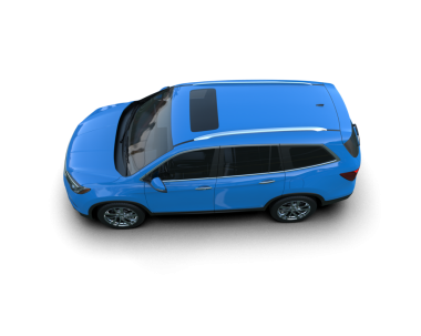 Mavi minivan beyaz arka planda izole edilmiş. 3d illüstrasyon.