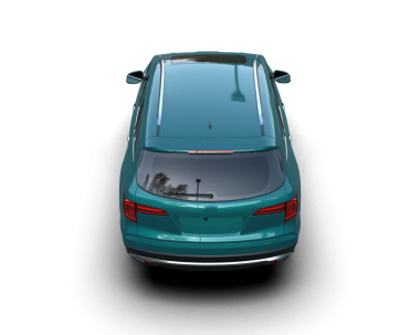 Siyah stüdyo arka planında daha az izole olan yansıtıcı bir arabanın 3 boyutlu çizimi