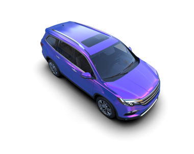 Modern araba. Siyah arka planda 3 boyutlu resim.