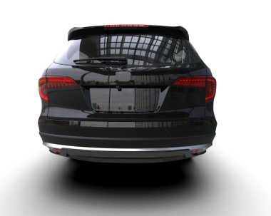 Modern araba siyah üzerine izole edilmiş. 3D görüntüleme - illüstrasyon