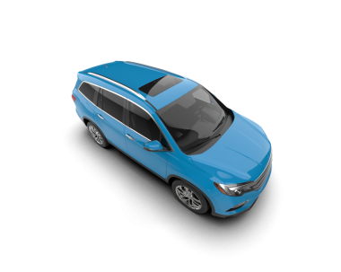 Beyaz zemin üzerinde modern mavi şehir arabası 3 boyutlu görüntüleme