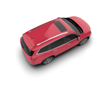 Beyaz arkaplanda kırmızı bir arabanın 3 boyutlu görüntüsü