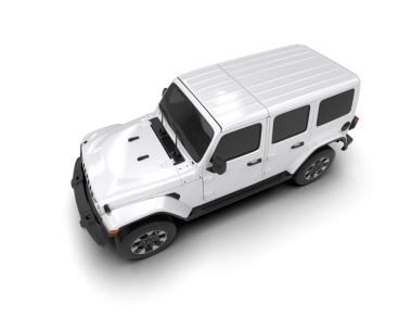 Beyaz arkaplanda izole edilmiş beyaz-siyah jenerik SUv 'un 3 boyutlu görüntülemesi