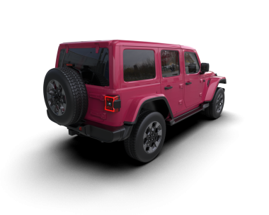 Siyah arka planda pembe bir araba. 3d oluşturma.