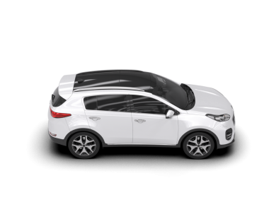 Beyaz arka planda beyaz araba, 3 boyutlu görüntüleme