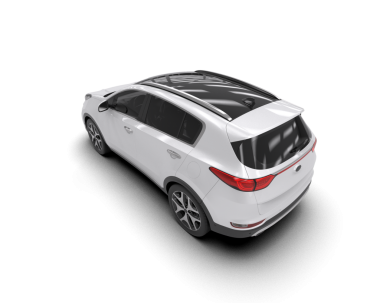 Araba beyaz arka planda izole edilmiş. 3d görüntüleme - yan görünüm