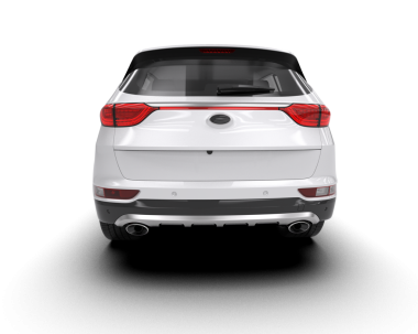 Beyaz arka planda modern bir araba. 3d oluşturma