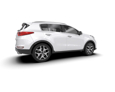 Beyaz arka planda izole edilmiş beyaz modern araba - 3 boyutlu görüntüleme