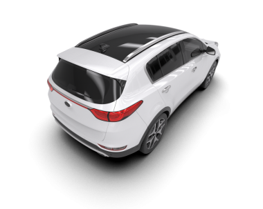 Siyah arka planı olan beyaz bir araba. 3d oluşturma